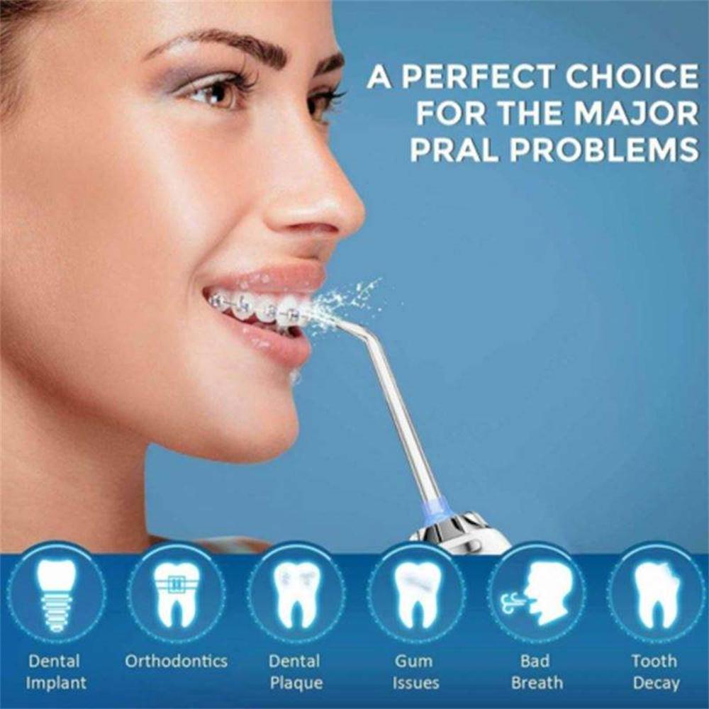 Portable Cordless Teeth Cleaning Machine Travel Oral Irrigator USB Rechargeable 3 Modes 4 Jet Tips 220ml 3 Modes Teeth Cleaner