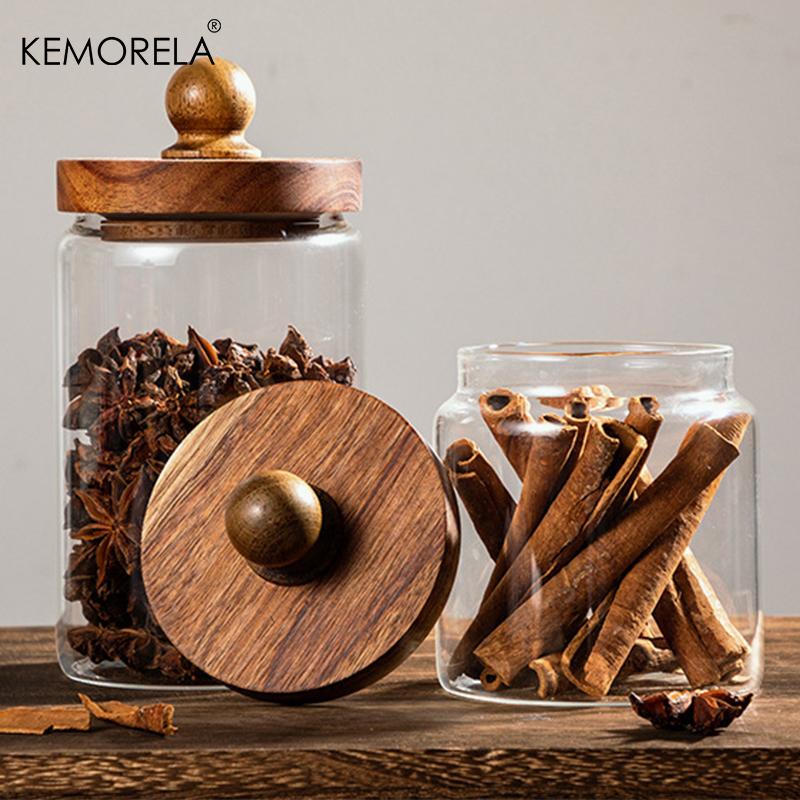 KEMORELA Coffee Bean Containers Airtight Food Containers Hermetic Pots for Food Container for Cereals Glass Jar With Lid Storage
