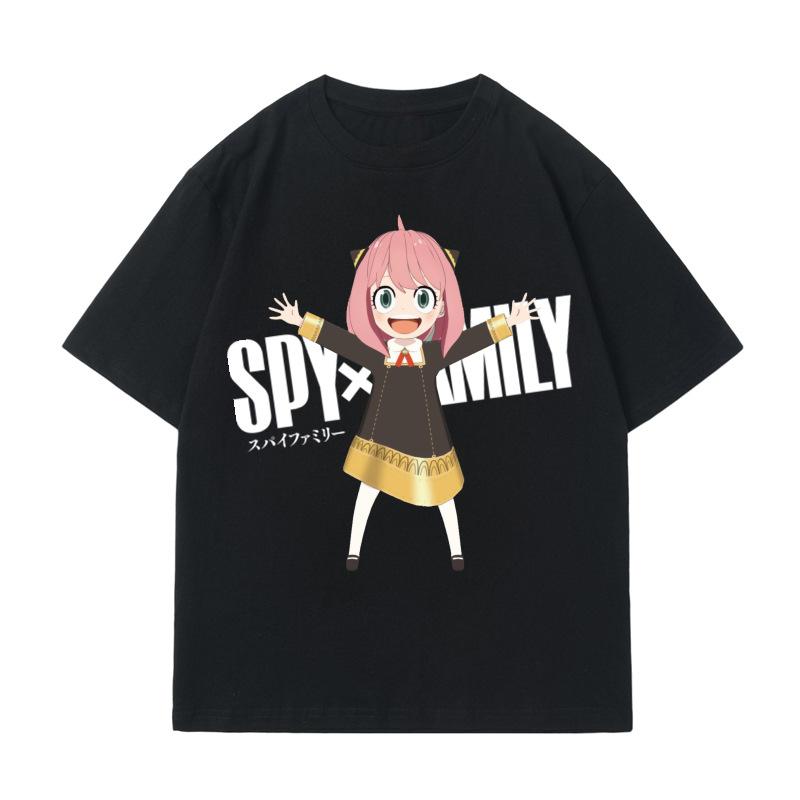 Summer New Cotton Spy Family Print Short Sleeved T-shirt for Men and Women Casual T-shirt Children's Top T-shirt