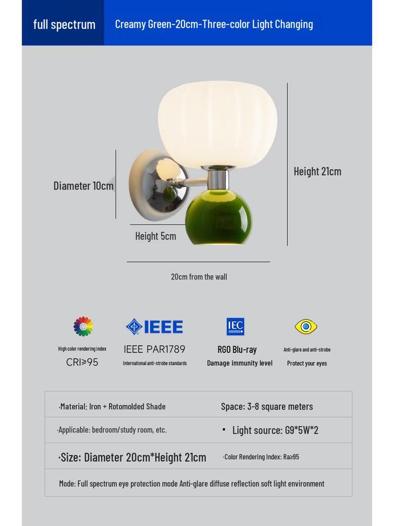 Modern Minimalist French Cream Pumpkin Wall Light for Bedroom or Corridor