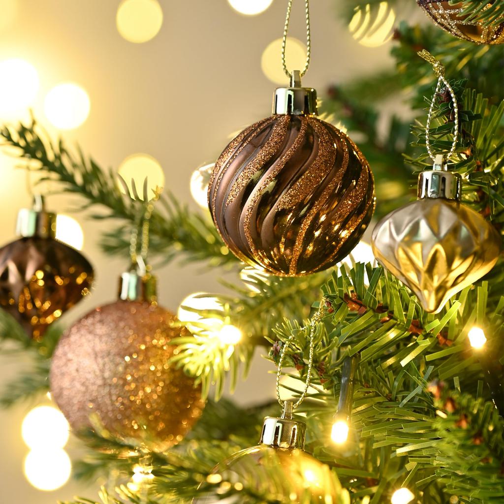 Valery Madelyn Christmas Gold and Nordic 5cm Set of Christmas Tree Stylish and and Copper Ornaments, Copper, Style, Luxurious, Balls, 35, Decorations,