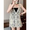 K-style Plus Size Women's Clothing Spring/Summer V-neck Single Breasted Knitting Cut Out Crocheted Vest Casual Outdoor Vest Waistcoat Fashion