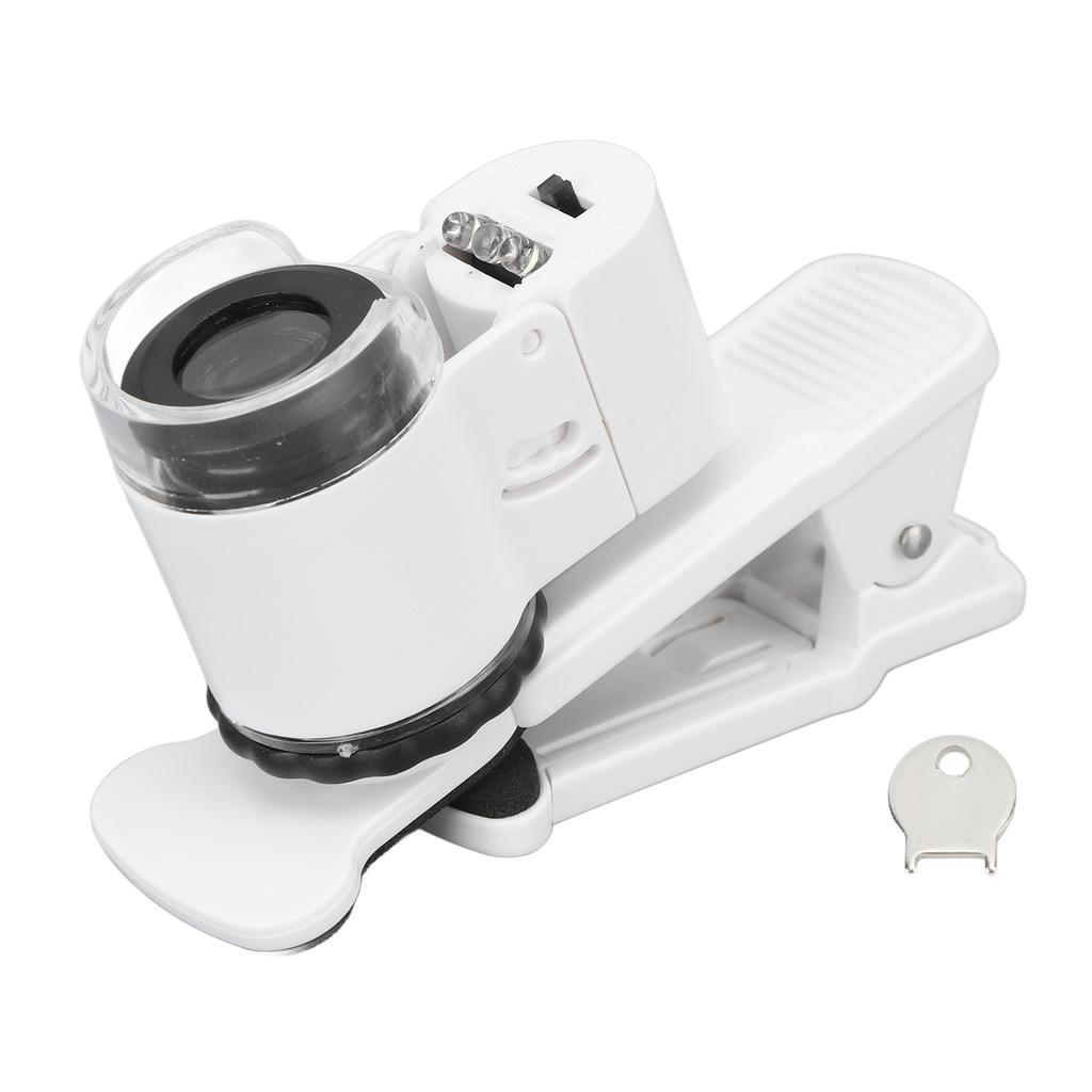 45X Mini Mobile Phone Microscope UV Light Adjustable Head Angle Cell Phone Clip On Microscope for