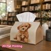 1pc, 2d Flat Printing, Tissue Box Cute Poodle Dog Pattern Napkin Dispenser, Suitable for Family Gatherings, Car Decorationr, Decorative Tissue Storage