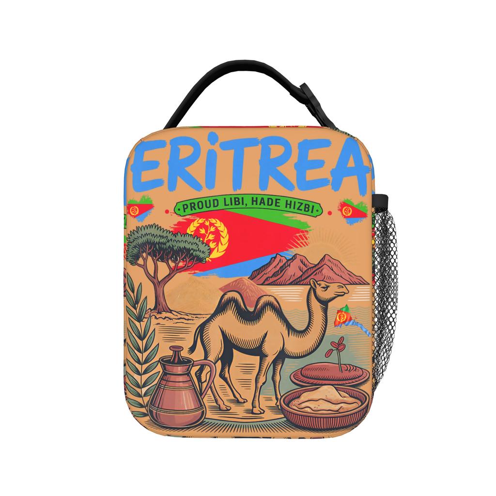 Eritrea Flag Lunch Bag Fun Lunch Box Office Portable Insulated Thermal Lunch Bags For Women Waterproof Custom Cooler Bag