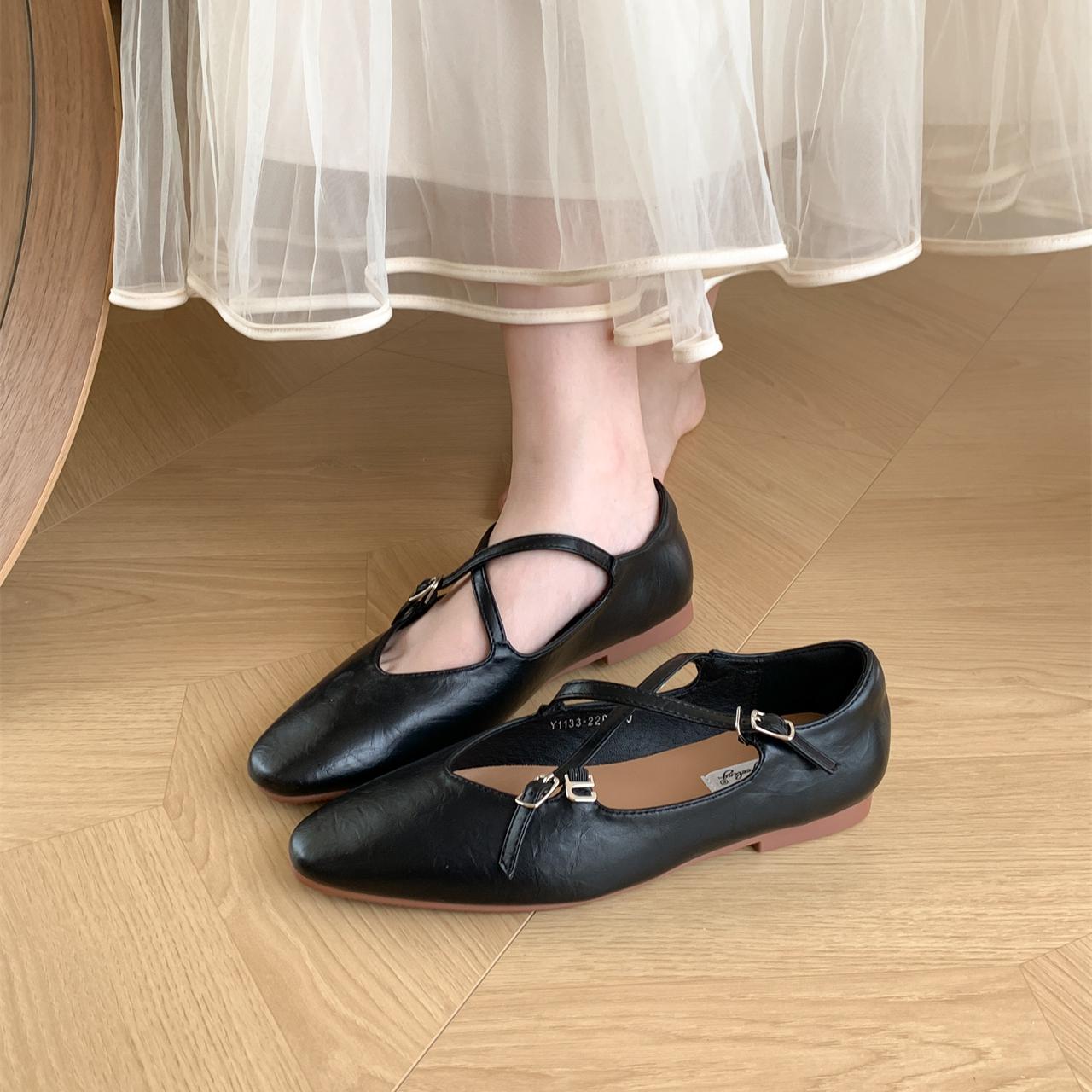 

Мода Bailamos 2024 Новые женские балетки Мягкие туфли Мэри Джейн Модные неглубокие женские повседневные уличные туфли для платья Плоские балетки Mujer 40 чёрный