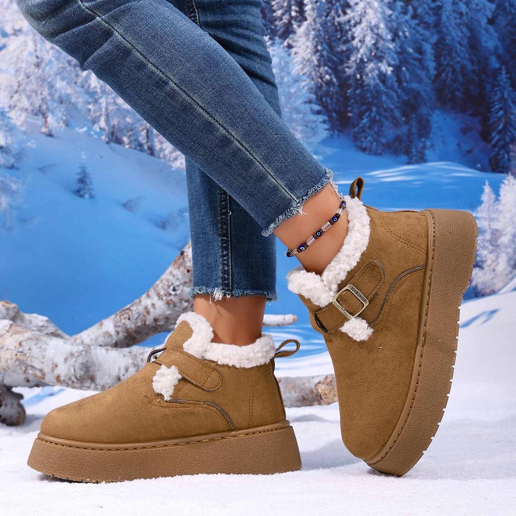 Birkenstock Damen 2025 Fleece-gefütterte Winter-Loafer mit dicker Sohle: Warme, pelzige, lässige Schneestiefel