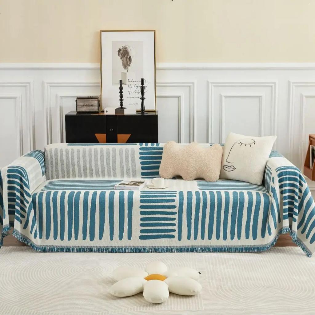 Slipcover Multi Functional Sofa Towel Cover Geometric Thick Double-sided Tablecloth Sofa Covers for Living Room