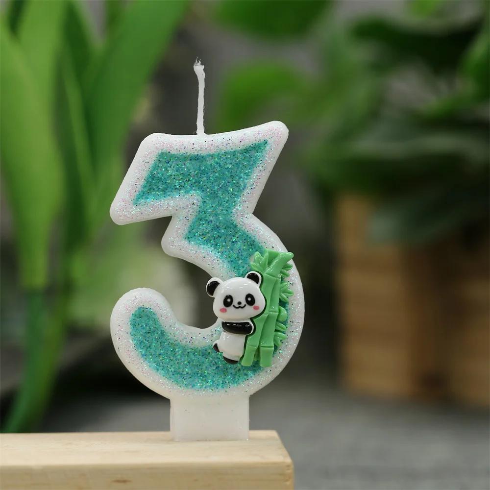 Panda Theme Birthday Candles Children's Birthday Number Candles First Birthday Girl Boy Party Cake Toppers Gift Cake Decoration