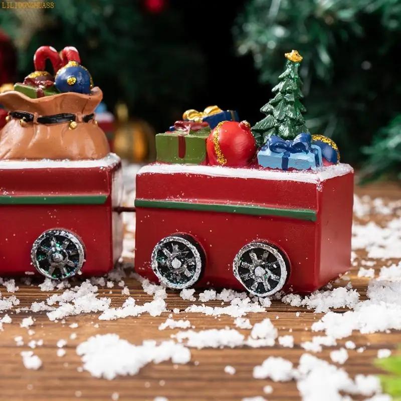 K1AE Resin Christmas Train Ornament Santa Figure  Gifts Winter Features Handcrafted Home Office Shelf Decoration