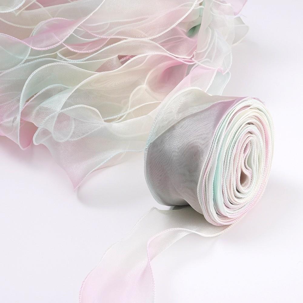 10 Yards Length Organza Ribbon Gradient Colored Lace Ribbon Ribbons Satin Ribbon  Bow Material