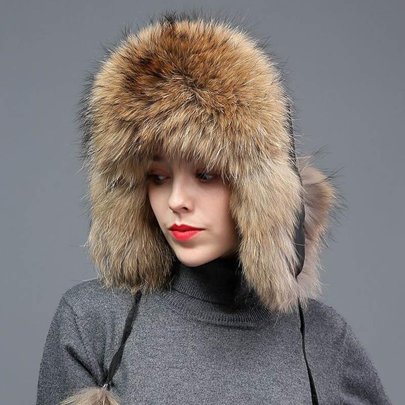 Cappello da Donna Modelli Autunno e Inverno Cappello Lei Feng Caldo da Esterno Protezione Orecchie Cappello di Cotone da Sci Pelliccia Sintetica di Volpe Cappello di Paglia One size