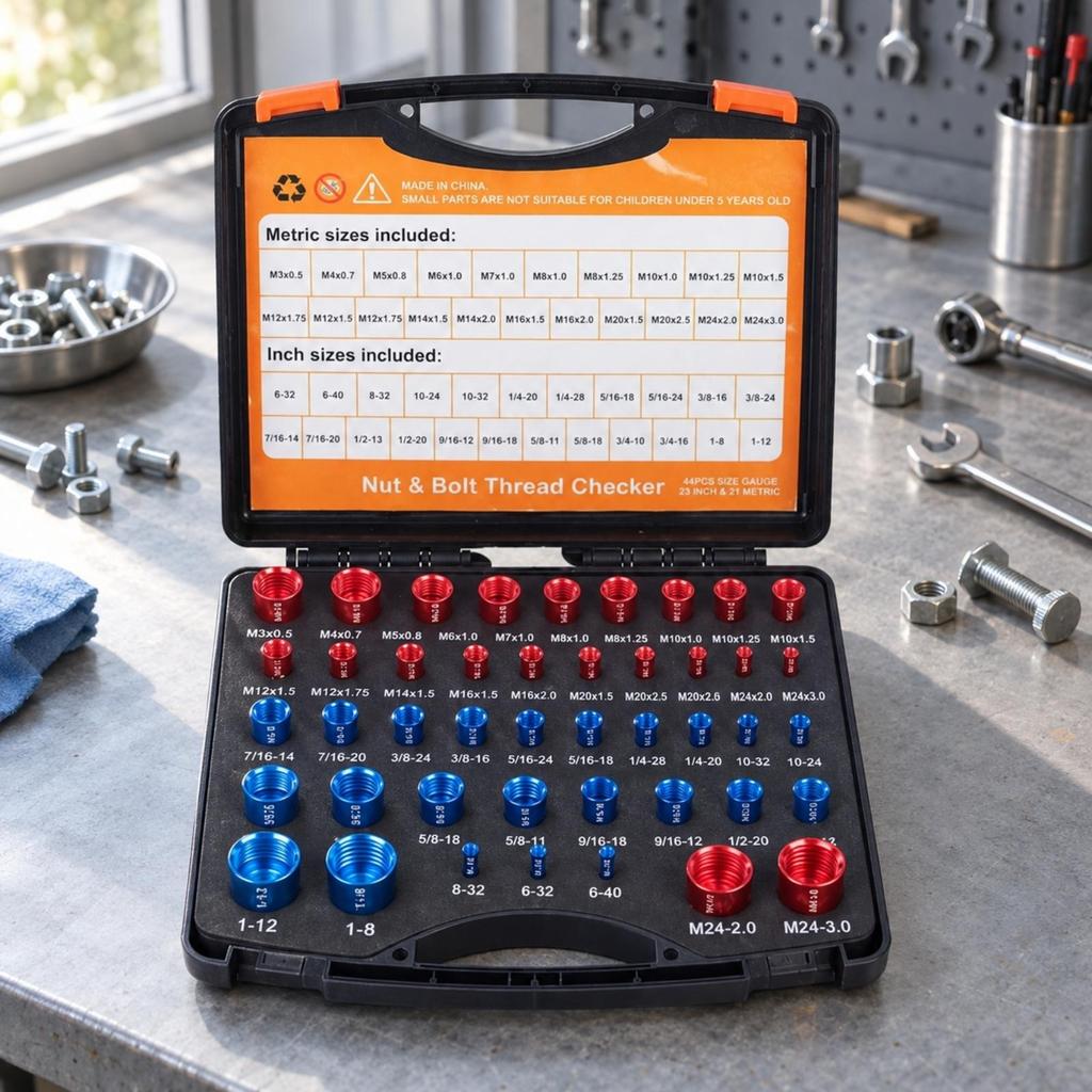 52 Pieces Nut and Bolt Thread Checker Color-Coded for Workshops, Mechanics