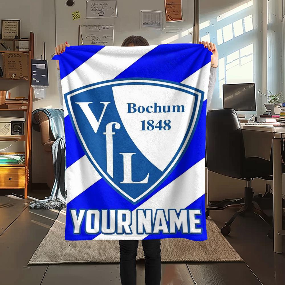 1PC Custom Name VFL Bochum Patterned Flannel Blanket Suitable For All Seasons for Home Decor Warmth and Comfort Gifts Holiday Present