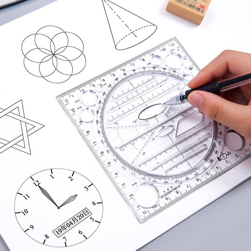 Modello di disegno ruotabile multifunzione Art Design Costruzione Architetto Geometria stereo Cerchio Redazione Scala di misurazione Righello