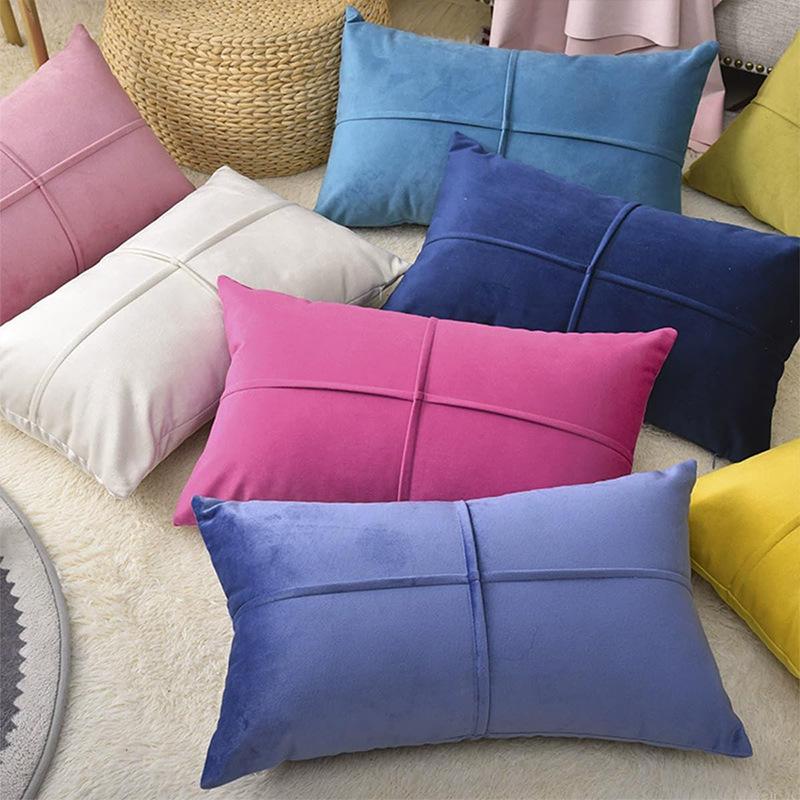 Solid Color Cross Pattern Velvet Sofa Pillow Case Home Decoration Pillow Case Modern Simple Pillow Cushion