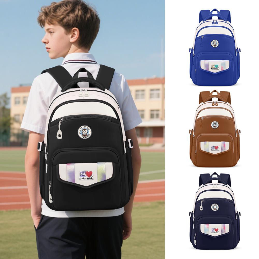 New Middle School Student Schoolbag Backpack, Load Reduction Ridge Protection, Lightweight Waterproof Nylon Backpack for Men and Women