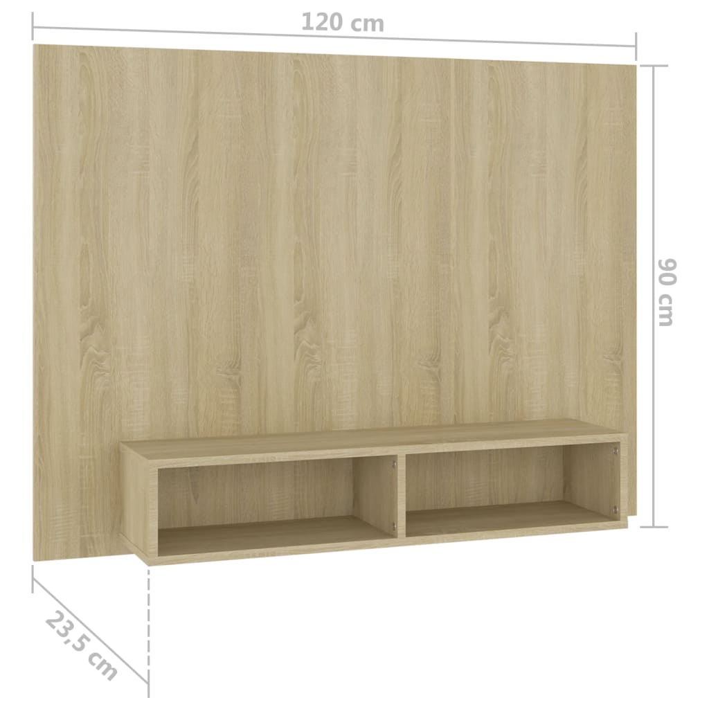 TV Wall Cabinet Sonoma Oak 120 x 23.5 x 90 cm Particleboard