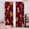 2pcs,2D Plane Printing Curtains Christmas Cookies Snowflakes Candy (4) Polyester (without Rod) Decorations For Home for Room,
