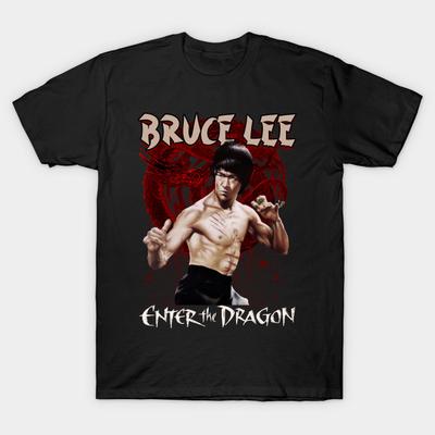 Men Black Print T-shirt Enter The Dragon No-Cut Transfer Paper Print Cotton Tshirt