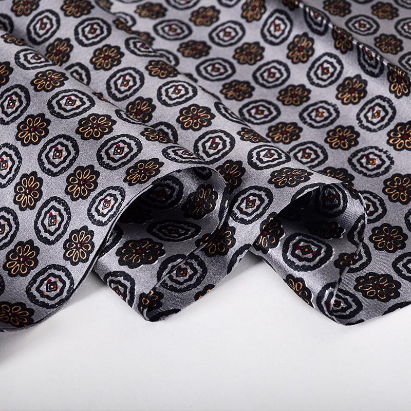 Fall Winter Man100% Silk Scarf Printed Fashion Brand Metal Grey Long Scarves  New Natural Pure Silk Men Scarf Cravat