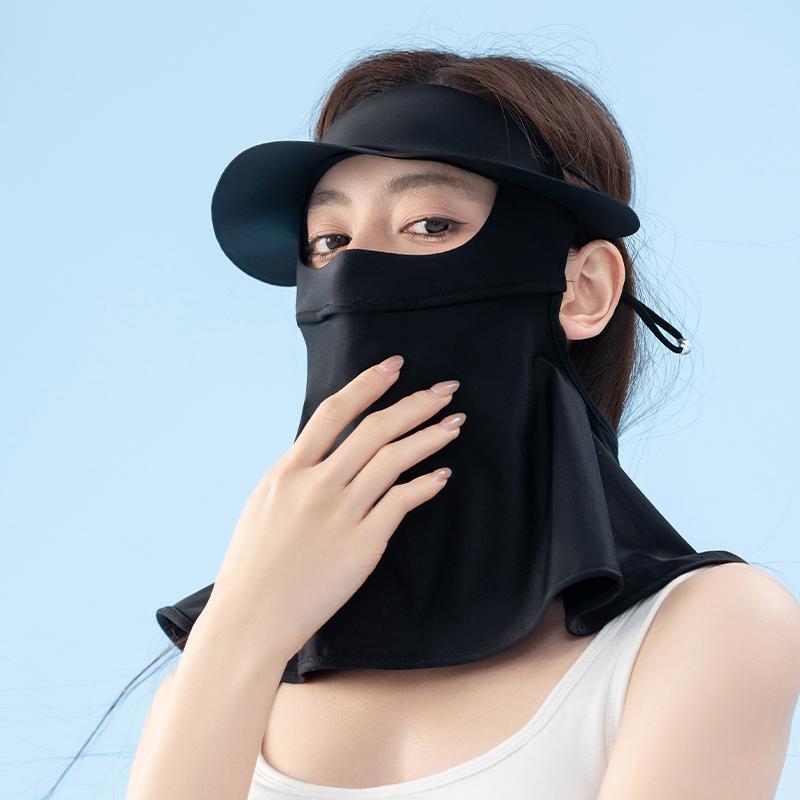 New Design Anti-UV Outdoor Cool Ice Silk Custom Full Face Summer Women Sunscreen Visor with Face Mask