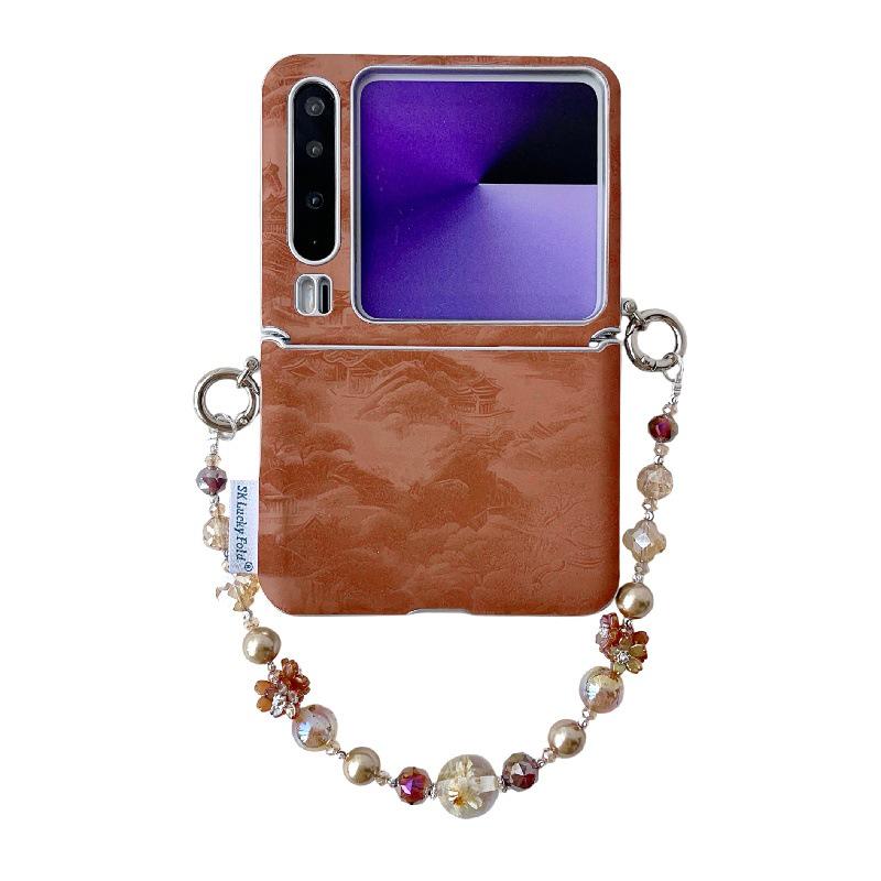 

Stylish Landscape Painting Huawei Pura X Leather Phone Case with Drop-proof, Anti-scratch, Folding Screen, and Anti-lost Lanyard Features. Huawei Pura X темно-коричневого