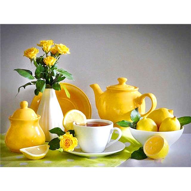 Pictură cu diamant DIY 5D, complet rotund, rășină, fructe, broderie cu diamant, peisaj, punct de cruce, mozaic, cadou cu stras, decor acasă