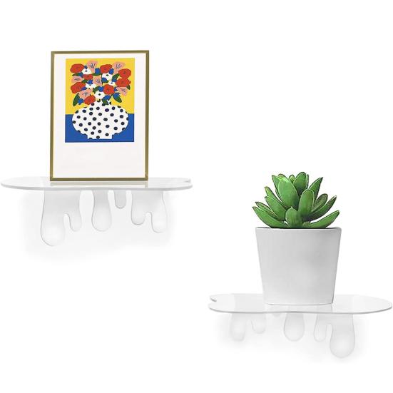 2Pcs Wall Mount Storage Shelf Strong Load-bearing Simple Installation Wall Floating Shelf Organizer Display Rack