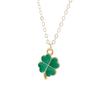 Women's Classic Green Four-Leaf Clover Necklace & Earring Set - Light Luxury High-End Design