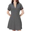 Tommy Hilfiger Comfortable Striped V-Neck Short Sleeve Dress Women dresses Black WW47105-0A4