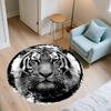 Black and White Ink Tiger  Round Area Rug,Carpet Rug for Living Room Bedroom Sofa Playroom Decor,Non-slip Floor Mat