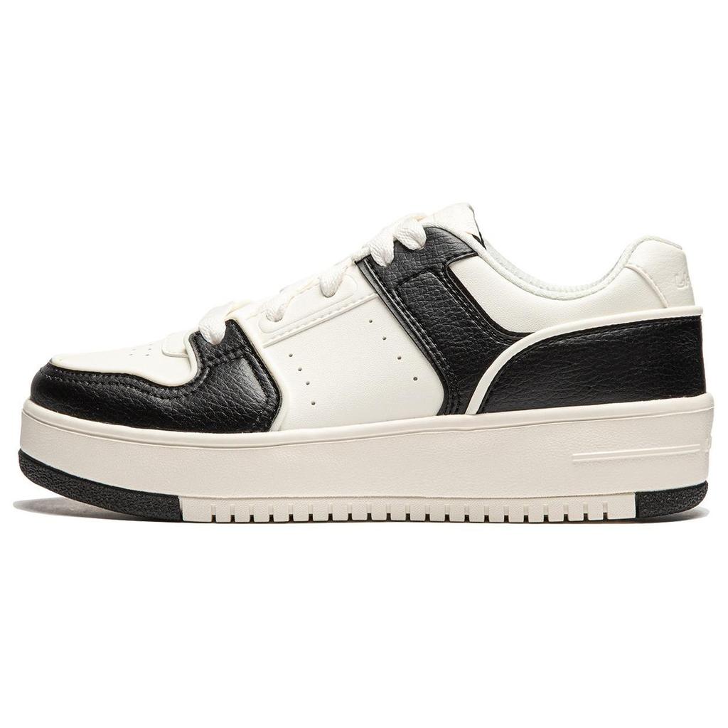 Li Ning Cheese Casual Versatile Comfortable Thick Sole Height Increasing Non-Slip Low-Top Skate Shoes Women sneaker Black White AGCU104-4