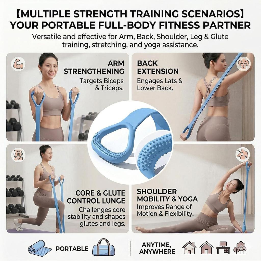 1pc Figure 8 Pull Band, Silicone Resistance Loop for Full Body Workout, Strength & Stretch, Portable Fitness, Arm Waist Training