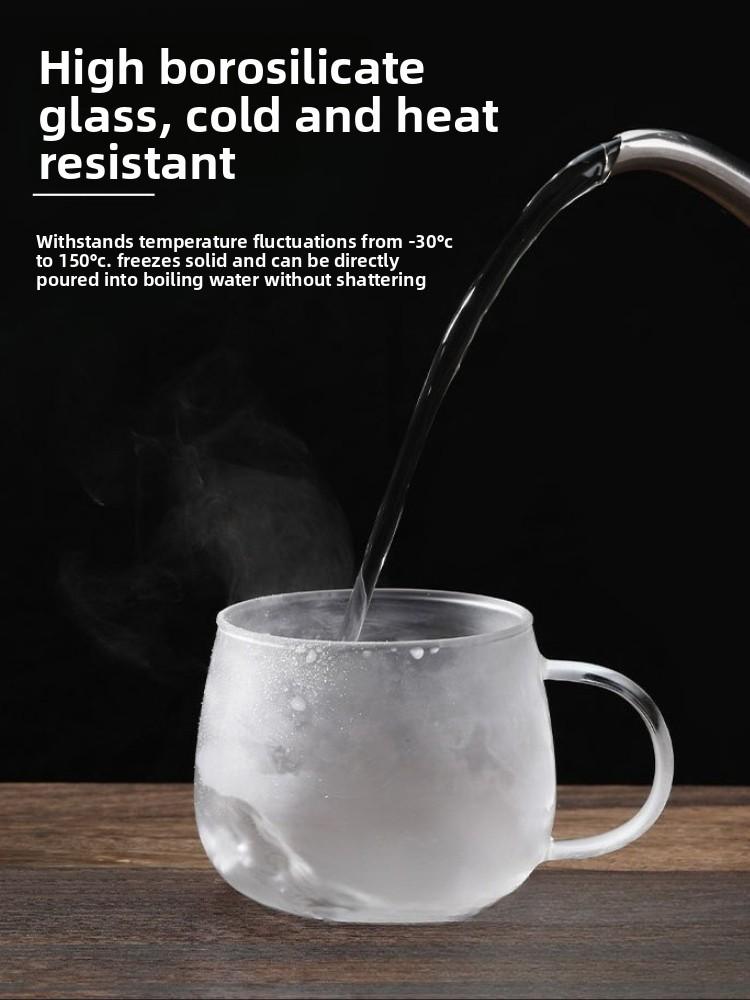 Double layered thick transparent glass cup simple and fashionable transparent household coffee cup with handle  water cup