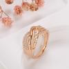 Luxury  Rose Gold Ethnic Bride Wedding Ring Hollow Flower Natural Zircon Women Rings Trend Daily Vintage Jewelry