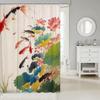 Chinese Ink Painting Shower   Koi Fishes Japanese Bath Curtain for Boys Girls    Shower Curtain Set Kids Bathroom Accessories