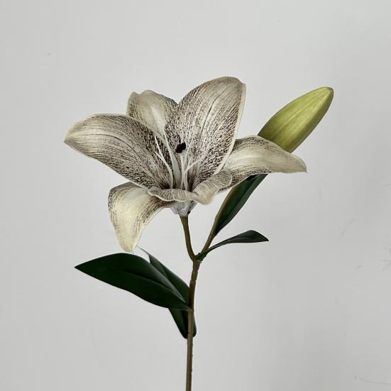20inch Artificial Lily Flower Fake Real Touch Lily with 2 Heads Blooms 2 Buds for Home Office Decor Wedding Party Spring Table