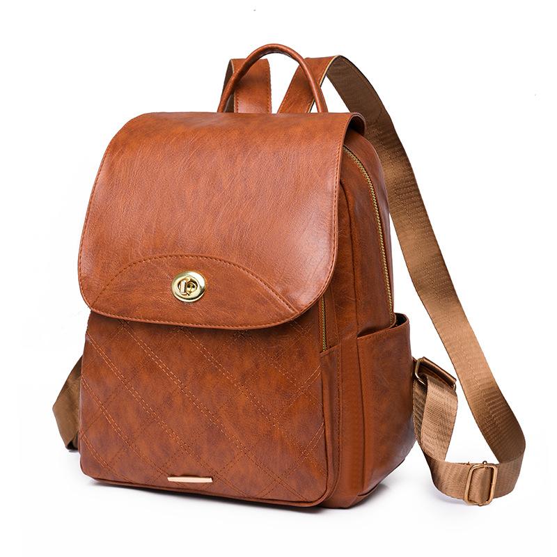 Backpack women s new European and American retro backpack fashion rhombus casual women s backpack светло-коричневого