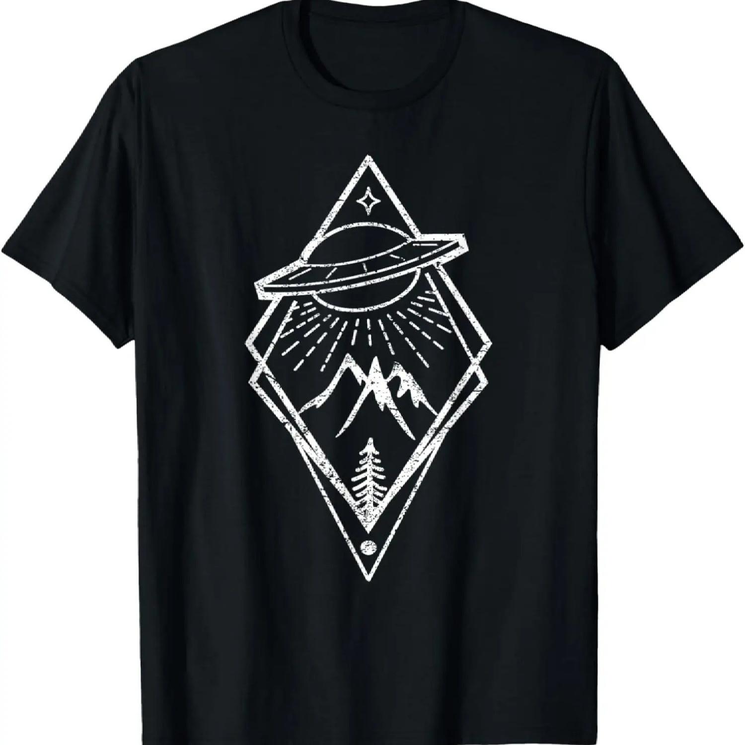 Area 51 UFO Merch Alien Abduction Illustration Line-Art T-Shirt XXXXXL чёрный