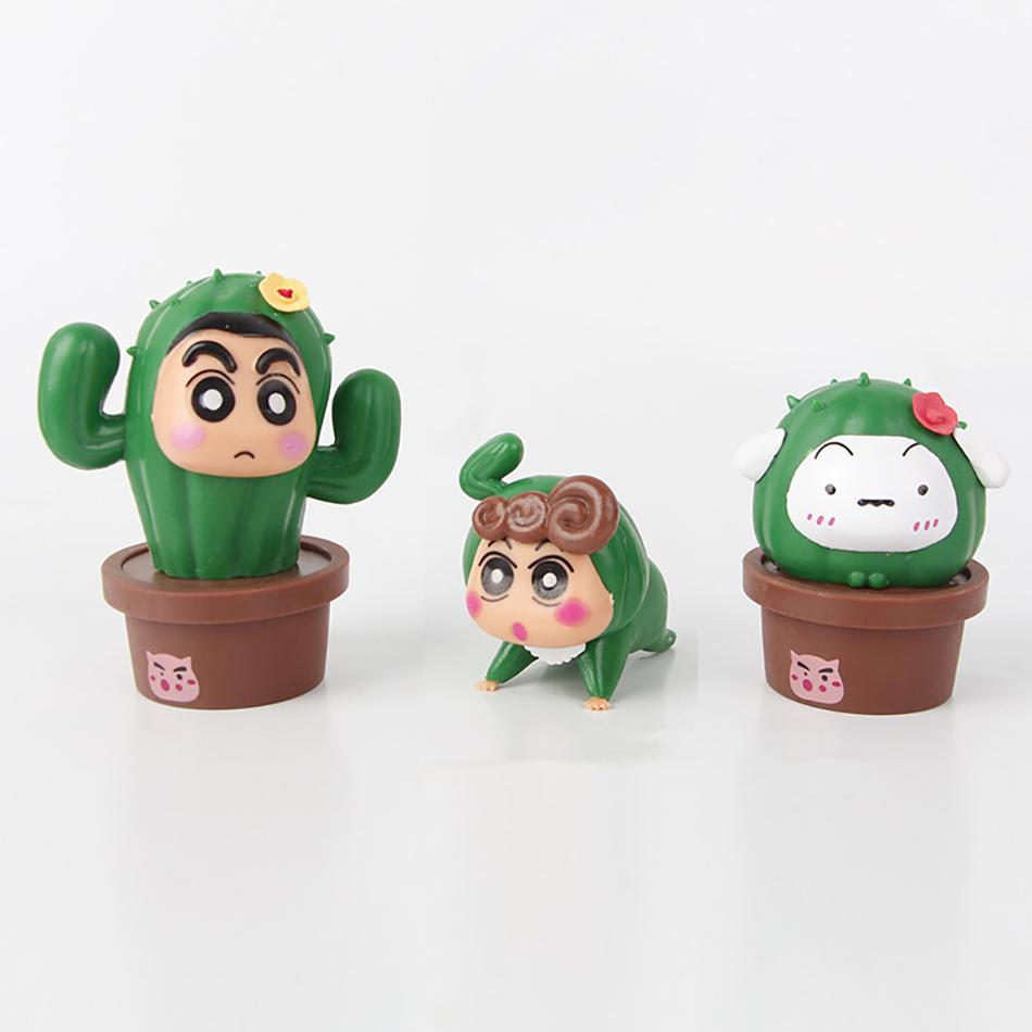 5 Stück Crayon Shin-chan Kaktus Actionfigur Nohara Shinnosuke Anime Figur PVC Sammlermodell Spielzeug Kindergeschenke