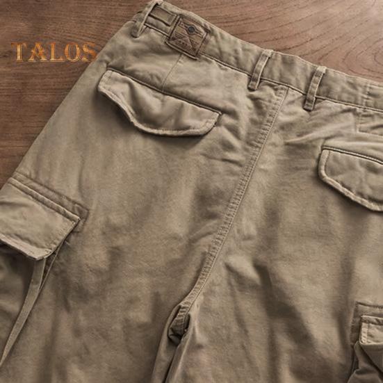 Men Cargo Pants Loose Solid Color Vintage Style High Street Style Wide Leg Straight Leg Multi Pockets Streetwear Outdoor Travel Trousers