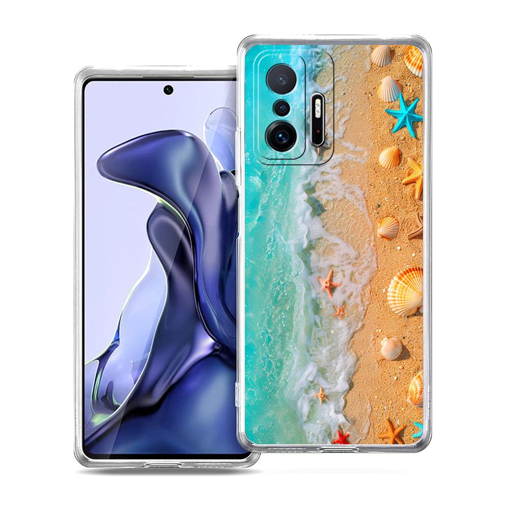 Transparent Phone Case for Xiaomi Mi 14 13 12 11 Ultra 13T 12T 11T Poco X3 NFC F3 F6 Pro Lite Soft TPU Seashell Starfish Pattern
