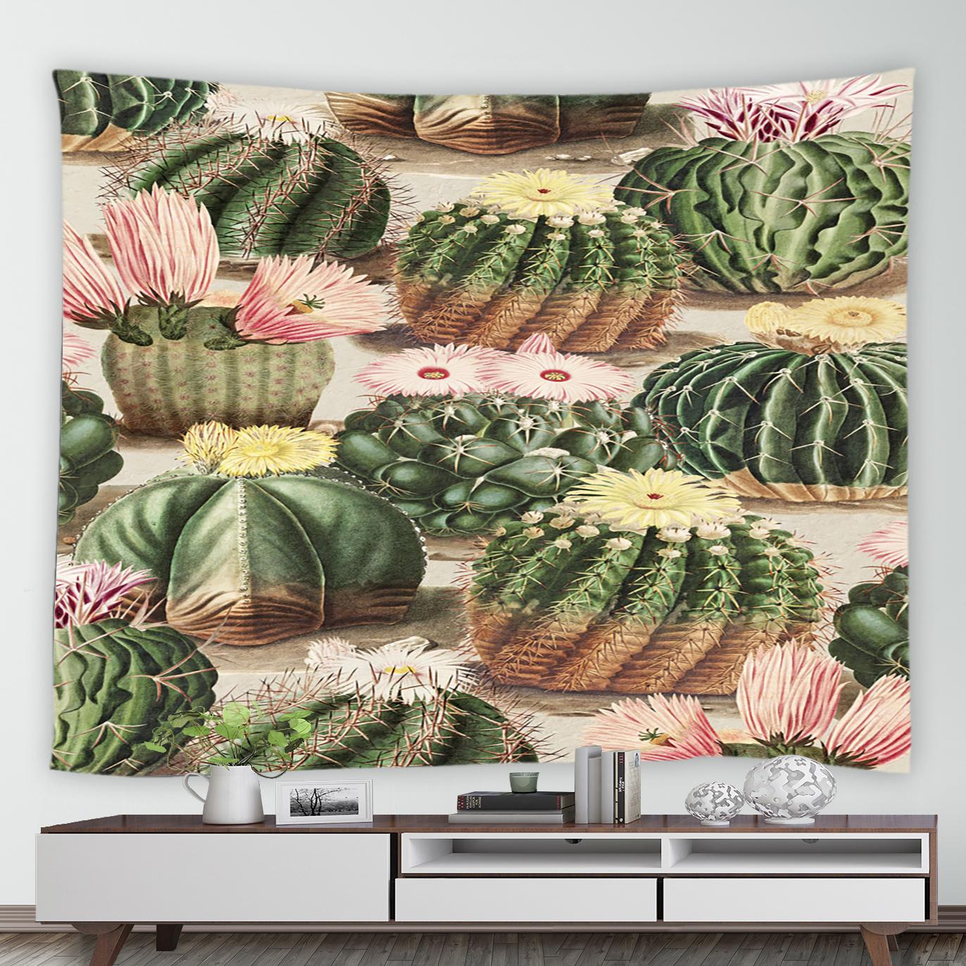 Гобелен с тропическим кактусом и зеленым растительным принтом для дома — фото 4