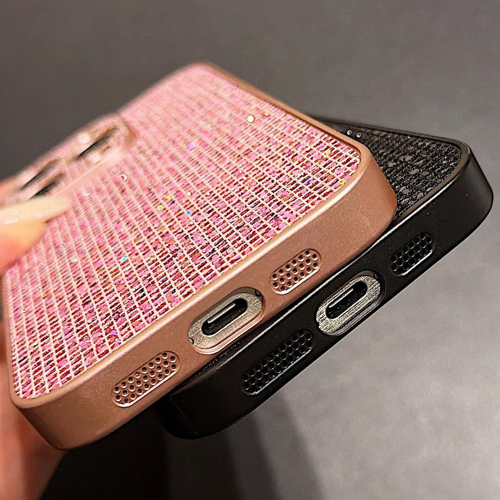 Korean light luxury iPhone15 mobile phone case Apple 17ProMax flash diamond air metallic paint 16 Korean version of women's models