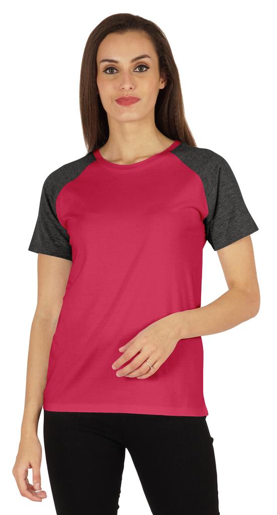 Inkmeso Women  S Raglan Short Sleeve T-Shirt Regular Fit Casual Solid Basic Tee
