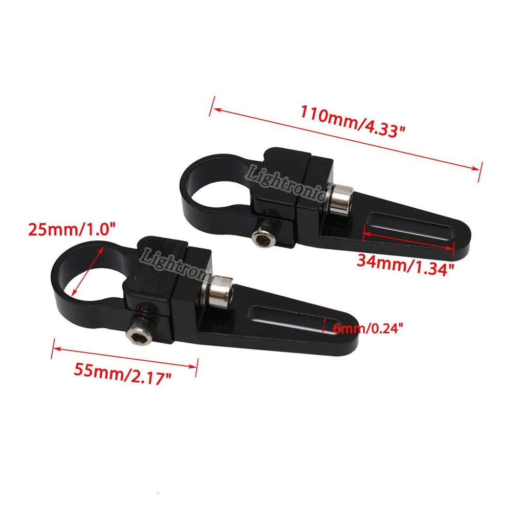 Lightronic Bicycle Bike Bar Mount Base Motorcycle Pipe Stays Fog Lamp Stays Set of