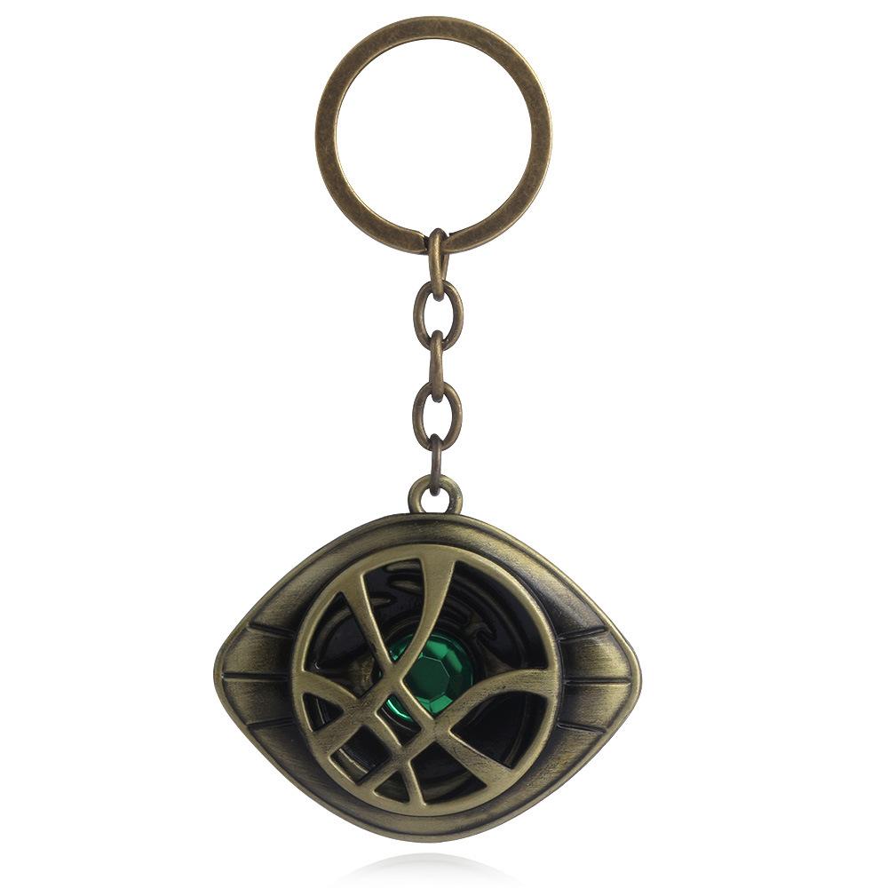 Dr Strange Keychain Eye Of Agamotto Time Gem Metal Pendant Keychain Cosplay Props For Fans Jewelry Charm accessories Gifts