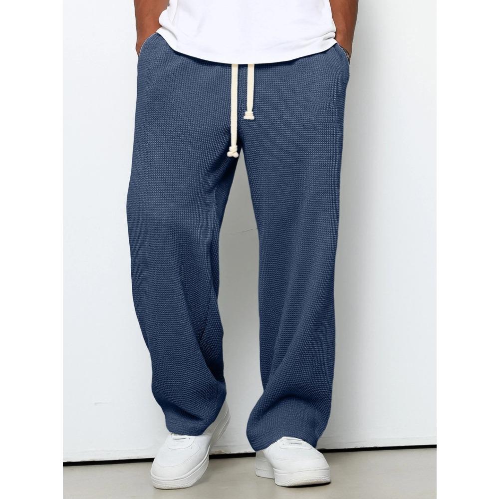 Heren Relaxed-Fit Gedrapeerde Effen Kleur Wijde Pijpen Sportbroek