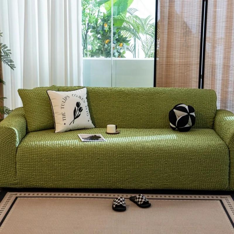 

2025 Эластичный чехол для дивана из пузырчатой ткани Полный обхват Новый 2025 Серия «Крем» Освежающий Пылезащитный чехол для старого дивана Современный Простой Сле pillow cover 1pcs